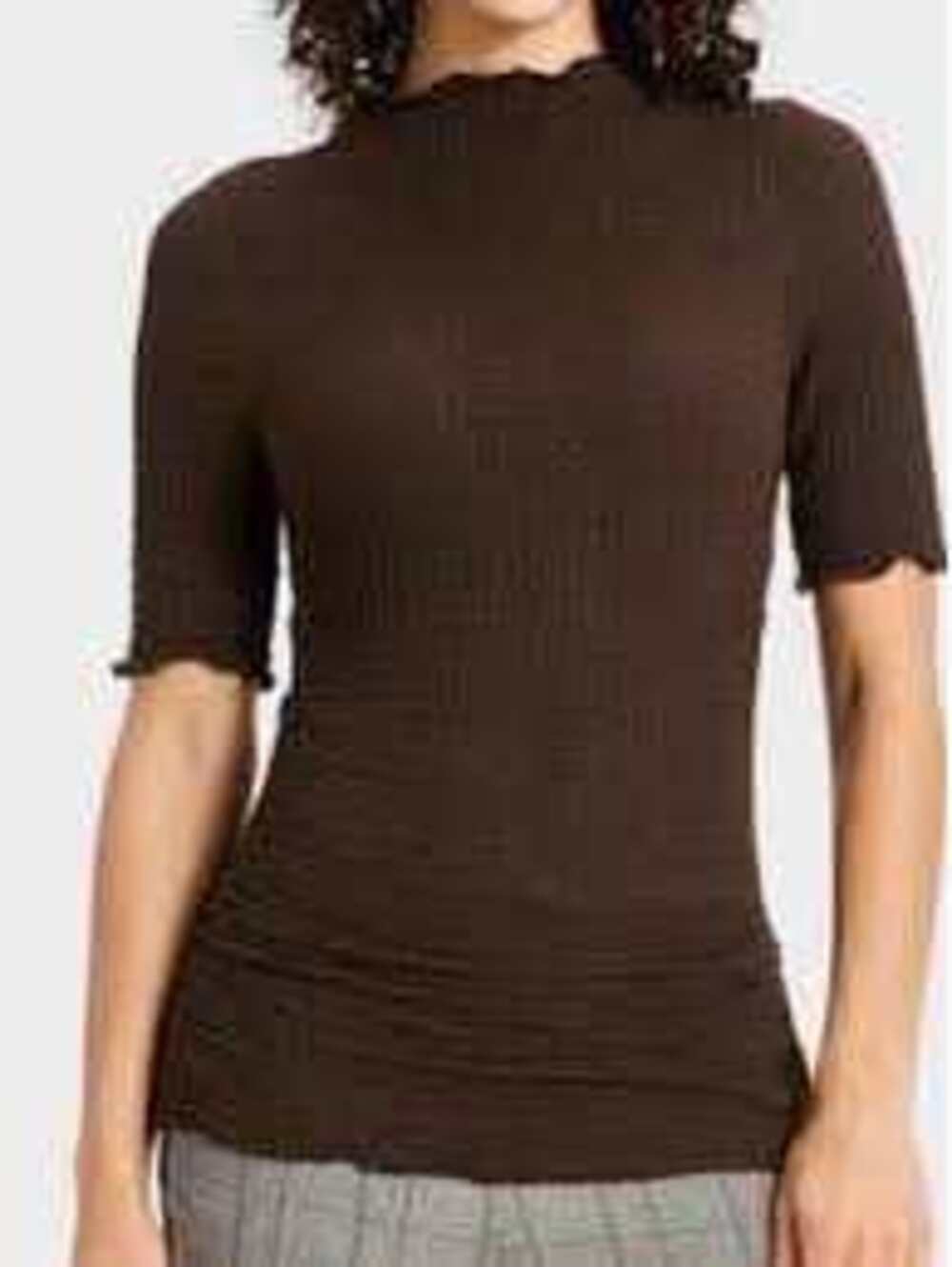 A New Day NWT Women's Light Green Textured Ruched Mock Neck Short Sleeve Top M